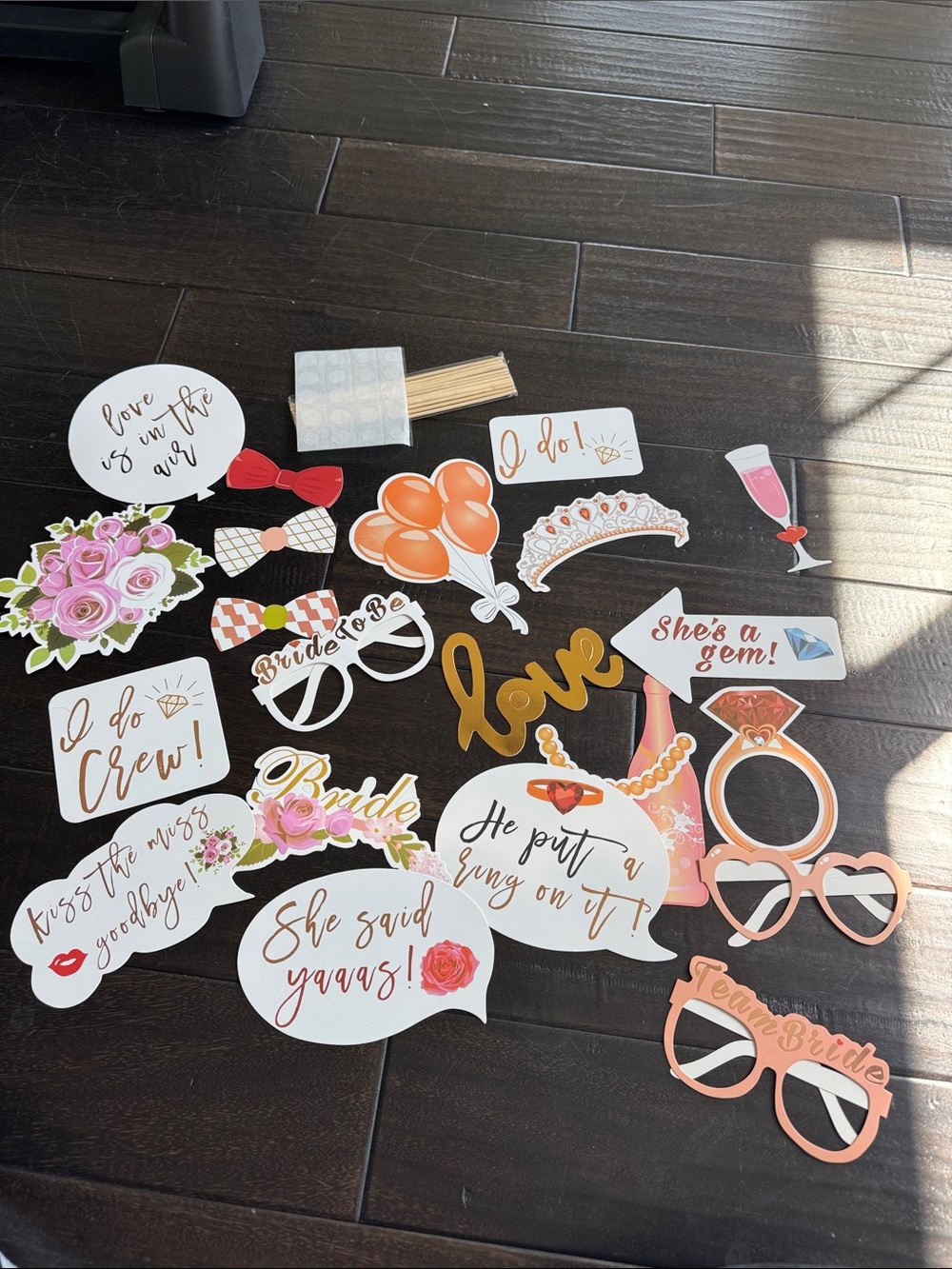 Bridal Party Photo Prop Kit - Rose Gold, Pink & White